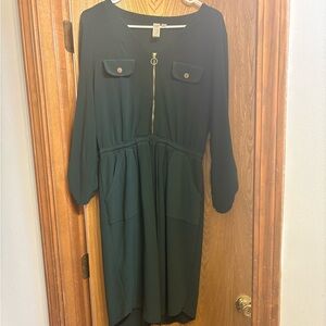 Soho Apparel Dark Green Long Sleeve Dress
